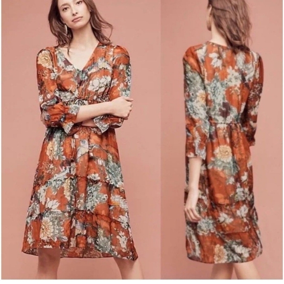 Anthropologie *HEMANT & NANDITA* ZERI PEASANT MIDI DRESS - Picture 11 of 11